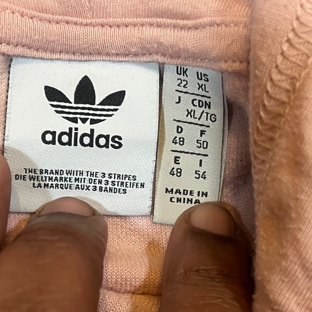Adidas Originals Women Pink Velour Cropped Hoodie Logo Tape Trefoil XL - Picture 2 of 6